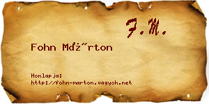 Fohn Márton névjegykártya